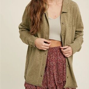 Olive Sweater Knit Shacket